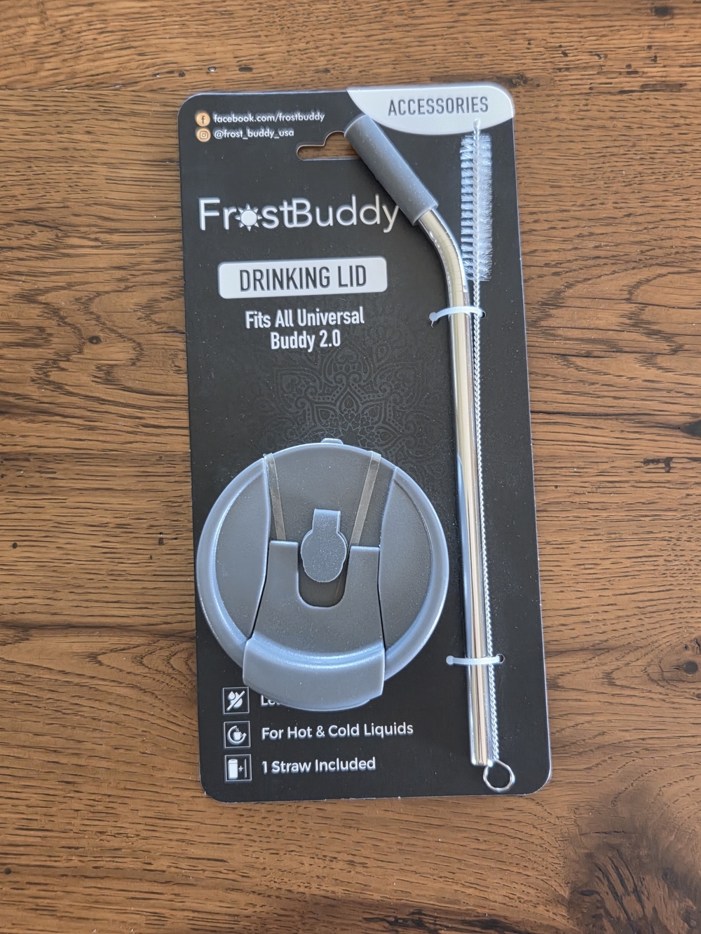 Gray Drinking Lid & Straw Accessory For Universal Buddy